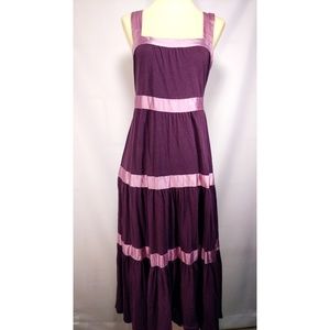 Free People purple satin ribbon midi sun dress